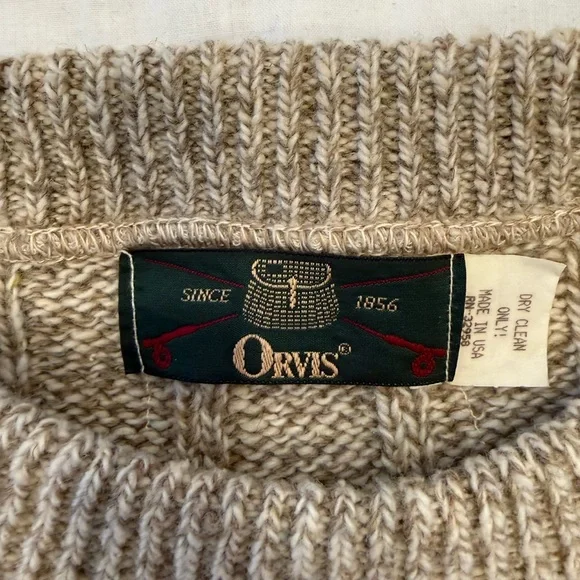 Orvis Men's Sweater with Tan Suede Patches